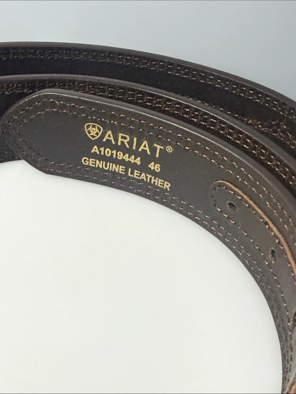 Ariat Dark Brown Genuine Leather Men's Belt with Gold Logo